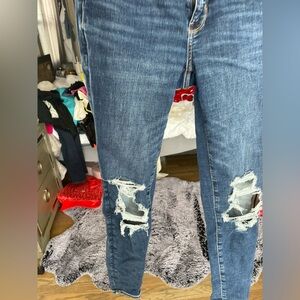 American Eagle Outfitters Ripped Blue Skinny Jeans